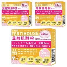 FERTIHOUSE 生育家 葉酸肌醇粉, 30日份, 葉酸400mcg, 肌醇2000mg, 維生素E 12IU, 調整體質, 30包, 3g, 3盒