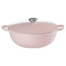 LE CREUSET 媽咪鐵鍋 鋼頭 內鍋黑 5360g 4.9L, 雪紡粉 28cm, 1個