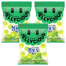 LOTTE 樂天 Jellycious 青葡萄軟糖 72g 包, 多汁口感，濃郁果汁，彈牙口感, 3包