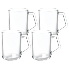 Glasslock 耐熱玻璃馬克杯, 透明, 350ml, 4個