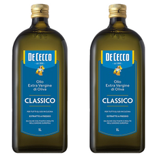 DE CECCO 得科 特級初榨橄欖油 CLASSICO 1公升裝，義大利百年工法，適用熱廚、沙拉、碳烤肉類，米其林星級餐廳主廚首選品牌, 1L, 2瓶