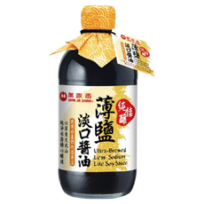 萬家香 純佳釀薄鹽淡口醬油，非基因改造黃豆釀造，450ml, 1瓶