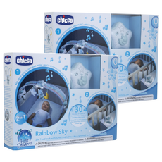 Chicco 2合1彩虹柔光音樂拱橋, 多功能安撫玩具, 嬰兒床、推車、汽座皆適用, 粉藍色, 2組