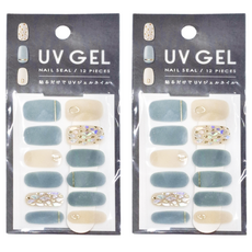 GEL 凝膠指甲貼 混款 12個 Set, UV凝膠美甲貼, NO.1073, 2組