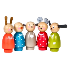 Moulin Roty 兔子家族木偶套裝, 木製玩具，適合3歲以上兒童, 1組