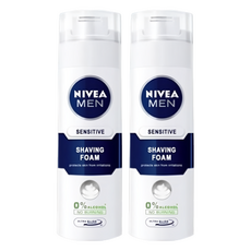 NIVEA 妮維雅 MEN 男士極淨刮鬍泡, 專為男士設計 減少刺激不適, 豐富柔細泡沫 刮鬍更舒適, 無酒精溫和配方, 200ml, 2瓶