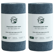 SINCERELY Frog 捲筒式一次性菜瓜布60入, 20x22公分, PP塑膠材質, 韓國製造, 深藍色, 60張, 2捲