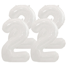 32吋數字氣球 - 數字“2”，吹後高度約64cm, 白色, 4個