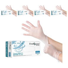Evolguard 醫博康 Classic多用途PVC檢診手套, 100入/盒, 無粉/未滅菌, 中(M), 透明, 5盒