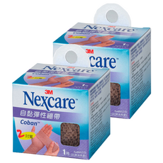3M Nexcare 自黏彈性繃帶, 不織布人造纖維製成 表層特殊處理 遇濕不易脫落 適用於傷口包紮 固定敷料, 2吋, 1捲, 2盒