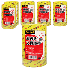 3M Scotch 超透明膠帶 502S 8捲裝, 18mm x 40yd, 透明色, 6組