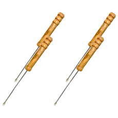 百貨King 烤盤專用叉子, 19cm, 4入組, 304不鏽鋼叉 + 木柄, 4支
