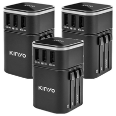 Kinyo 多合一萬國轉接頭 MPP-2345-1, 黑色, 3個