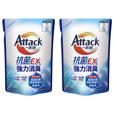 Attack 一匙靈 台灣公司貨 抗菌EX洗衣精 抗菌EX強力消臭 補充包, 1.5kg, 2包