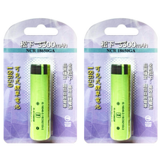 Panasonic 18650GA 可充式鋰單電池, 3300mAh, 低自放電率, 2個