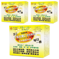 Jen Sheng 人生製藥 渡邊元氣能量C發泡顆粒 C+B群+鋅, 10g, 20包, 3盒