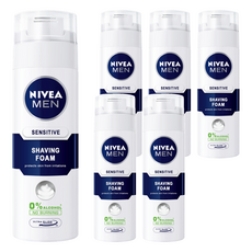 NIVEA 妮維雅 MEN 男士極淨刮鬍泡, 專為男士設計 減少刺激不適, 豐富柔細泡沫 刮鬍更舒適, 無酒精溫和配方, 200ml, 6瓶
