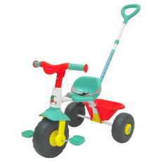fisher-price 費雪 兒童三輪車, 帶推杆可拆卸, 前輪離合裝置, 防滑車把, 舒適座椅, 超大置物籃, 1個