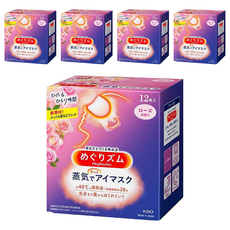 Kao 花王 MegRhythm 美舒律 新柔舒蒸氣眼罩 玫瑰花香 Set, 40°C 蒸氣SPA 約20分鐘, 12片, 5盒