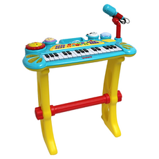 fisher-price 費雪 多功能電子琴 腳架款 Set, DJ打碟音效, 8款樂器模擬音效、8種旋律伴奏, 麥克風多角度調節, 31鍵, 1組
