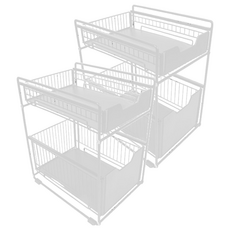 AOTTO 創意傢俱 多功能廚房浴室抽屜置物架/收納架 KC-004W, 白色, 2個