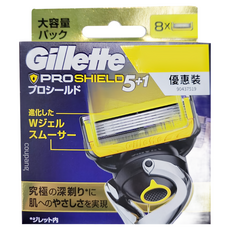Gillette 吉列 Proshield鋒護系列 刮鬍刀頭 8入組, 極薄五刀片 旋轉刀頭科技 零死角刮淨, 8入, 1盒