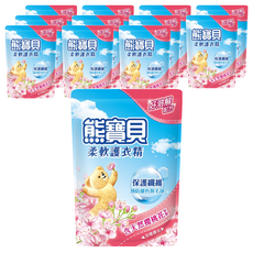 熊寶貝 柔軟護衣精 補充包, 7合1護衣配方 親膚柔軟, 有效抑制細菌 去除靜電, 含有消臭成分, 含天然櫻桃花香 6包, 1.75L, 12包