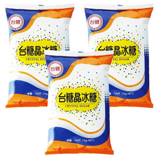 台糖 晶冰糖 1公斤, 甘蔗砂糖製成, 風味獨特, 飲料沖泡適用, 1kg, 3包