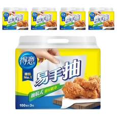 得意 抽取式廚房紙巾 易手抽 100抽x3包, 3包, 5袋
