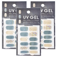 GEL 凝膠指甲貼 混款 12個 Set, UV凝膠美甲貼, NO.1073, 3組