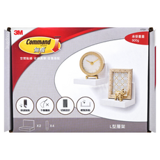 3M Command 無痕 L型層架 LIFESTYLE系列 #17721 荷重900g 2個, 白色, 1組, 2