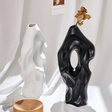 비진 유럽스타일 도자기 인테리어 화병.제로투원, 화이트