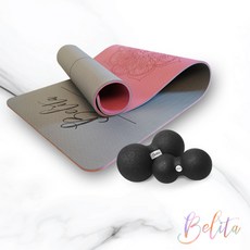 벨리타 TPE요가매트10mm웜로즈+피넛볼(S+L) 세트상품 마사지볼 듀얼마사지볼, TPE요가매트10mm웜로즈+피넛볼(S+L)세트상품