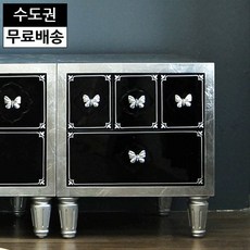 뷔노 엔틱 은박 4칸 서랍장 나비장 협탁 거실 2단, 단품