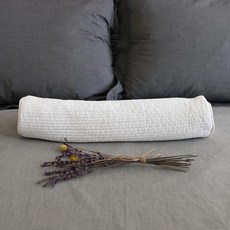 Pomete 條紋绗縫圓柱枕, 白色, 1入