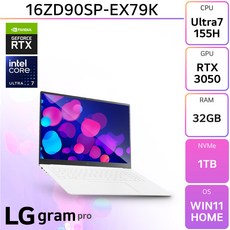 LG전자 그램 프로16 16ZD90SP-EX79K, WIN11Home, 32GB, 1TB, White