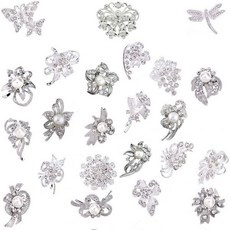 Ezing Lot 24pc 샤이닝 라인스톤 크리스탈 브로치 핀 DIY 웨딩 부케 키트