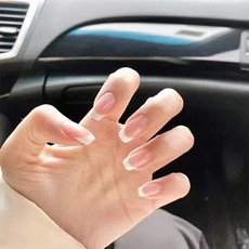 프렌치 손톱 핑크 인스 스타일 가짜 아크릴 풀 네일 프레스