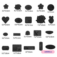 오로라로 열접착식 와펜 옷 자수 패치 뱃지시리즈, 1세트, 올블랙 20종 - 핫픽스모티브