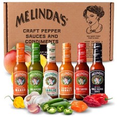Melinda's 셰프 피그스 히트 플레이버 향신료 고메 핫소스 6개 세트[고스트 망고 마늘 레드 사비나 스카치 보닛 할라페뇨], Chef Fig’s Heat & Flavor