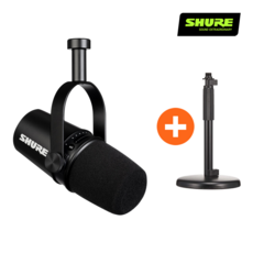 SHURE MV7 + RODE DS1 / 슈어 팟캐스트 XLR USB 하이브리드 듀얼 마이크 스탠드 패키지, 블랙 - model.av-m7