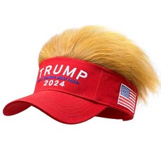 Donald Trump 2024 Hat with Hair Make America Great Again Wig Adult Embroide레드 Ultra MAGA Adjustable