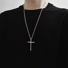 십자가목걸이크로스 스털링 실버 목걸이 남성 레트로 블랙 유행 기독교 예수 유럽과 미국의 힙합 성격