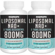 트랜스 레스베라트롤이 포함 리포솜 NAD+ 800 mg 최대 흡수 건강한 위한 부스팅 에너지 DNA 120소프트겔, 60 카운트(2개 팩), 2개, 120정