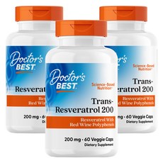 닥터스베스트 트랜스-레스베라트롤 200mg 베지 캡 글루텐 프리 비건, 3개, 60정 60개입, 3개, 60정