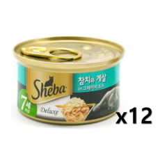 쉬바 반려묘용 7세이상 간식캔, 12개, 참치 + 게살 혼합맛