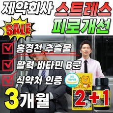 식약처 인증 스트레스 피로 개선 피로 케어 제약회사 홍경천 추출물 비타민 비군 영양제 영양재 식약청 인정 활력 에너지 포뮬러 플러스 50대 여성 먹기쉬운 작은 프리미엄 골드 로사빈, 3개, 60정