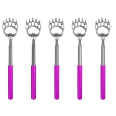 [5P 묶음] (안테나 효자손 E타입5P) 휴대용 4단 접이식 곰발바닥 스텐 등긁이 등긁개, 5개, 05)바이올렛