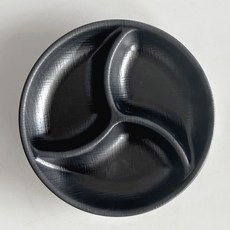 업소용 멜라민 그릇 식당 접시 3칸 나눔 접시 안주 돌산 체크(흑) 원3절, 1개