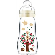 이태리 MAM 미스 2 2 개월 260 ml 젖꼭지 베이지 색으로 좋은 유리 병을 느껴, 단일옵션, 단일옵션